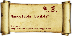 Mendelsohn Benkő névjegykártya